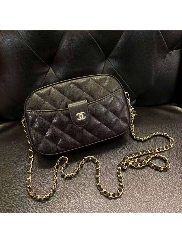 Caviar Logo Mini Chain Bag Cross Shoulder Camera Pouch Vanity - CHANEL - BALAAN 1