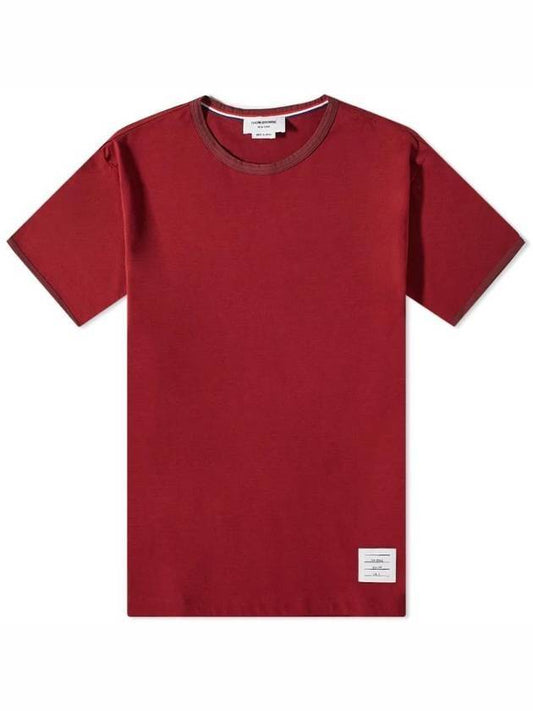 Midweight Jersey Logo Patch Short Sleeve T-Shirt Dark Red - THOM BROWNE - BALAAN 1