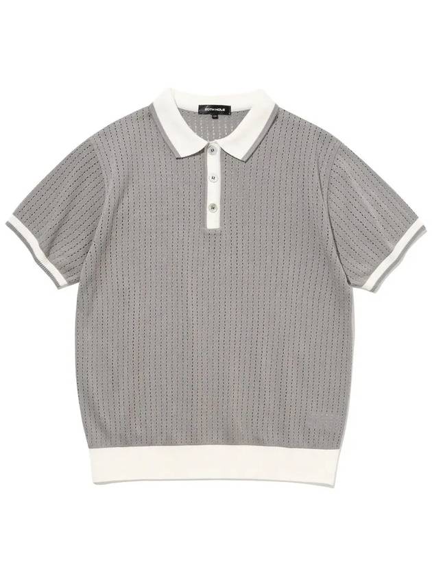 Punching collar men’s short sleeve knit GREY - 20THHOLE - BALAAN 1