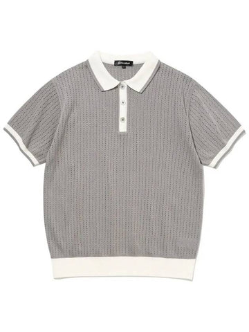 Punching collar men’s short sleeve knit GREY - 20THHOLE - BALAAN 1