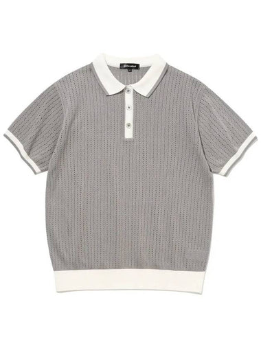 Punching collar men’s short sleeve knit GREY - 20THHOLE - BALAAN 1