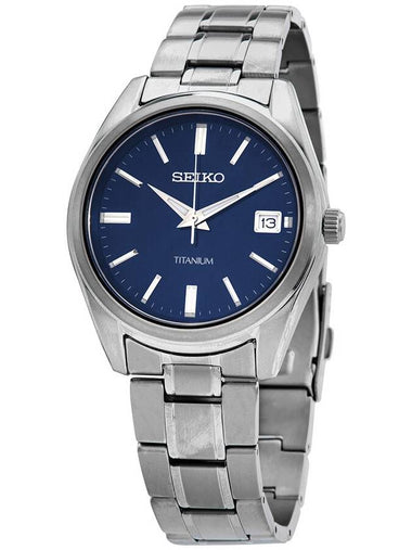 Seiko Classic Quartz Blue Dial Grey Titanium Men's Watch SUR373 - SEIKO - BALAAN 1