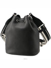 Logo Flo Leather Bucket Bag Black - PRADA - BALAAN 3