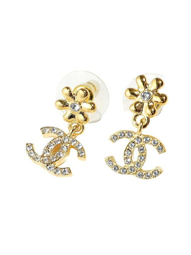 CC Logo Crystal Drop Earrings Gold - CHANEL - BALAAN 1