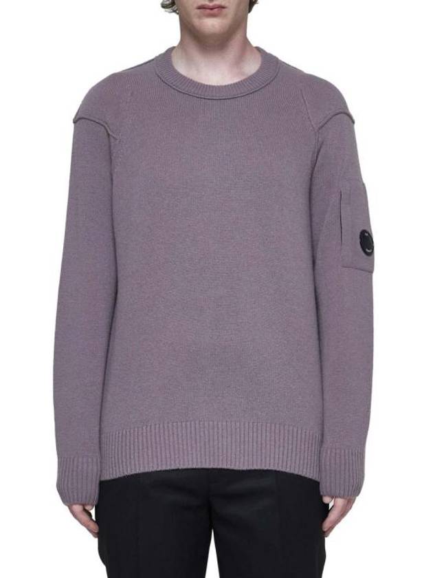 Lambswool GRS Crew Neck Knit Top Purple - CP COMPANY - BALAAN 3