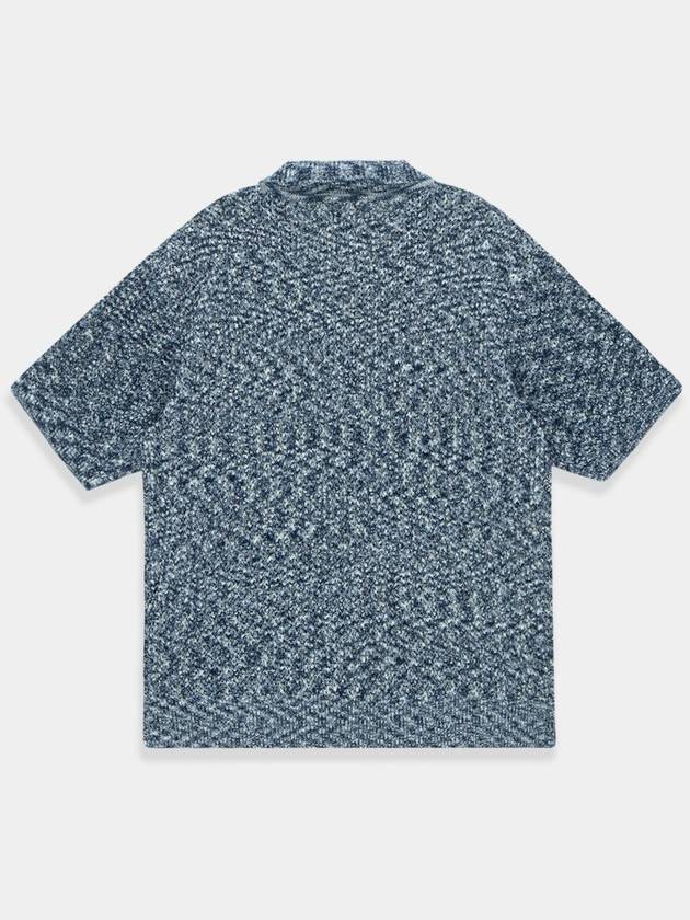 Two-tone Twisted Knit Short Sleeve Shirt Navy - KINETO - BALAAN 4