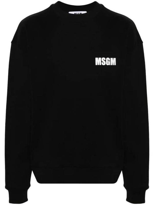 Logo Print Cotton Sweatshirt Black - MSGM - BALAAN 1