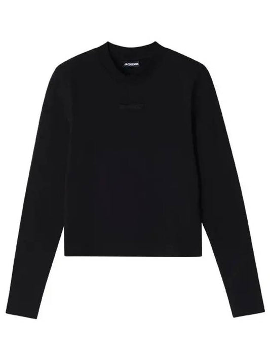 Le Gros Grain Manches Longues Grosgrain Logo Long Sleeve T-Shirt Black - JACQUEMUS - BALAAN 2