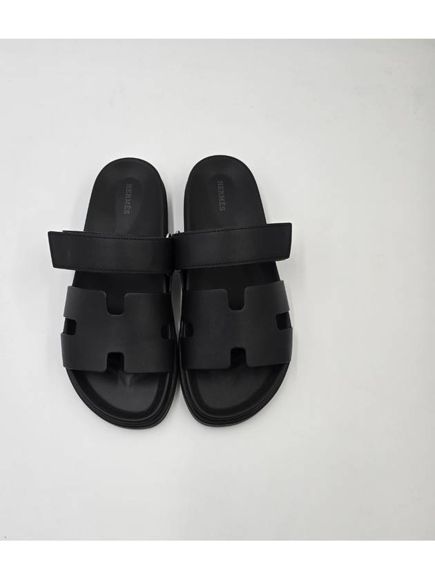 Hermes Chypre H Logo Calfskin Sandals Black - HERMES - BALAAN 2