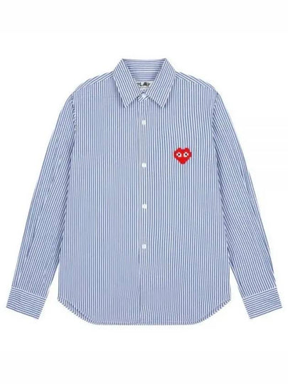 Men's Heart Wappen Striped Long Sleeve Shirt Blue - COMME DES GARCONS - BALAAN 2