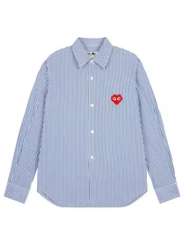 Men's Heart Wappen Striped Long Sleeve Shirt Blue - COMME DES GARCONS - BALAAN 2