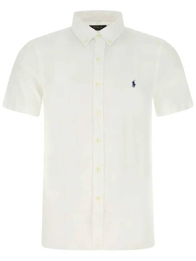 Men's Pony Embroidery Short Sleeve Shirt White - POLO RALPH LAUREN - BALAAN.