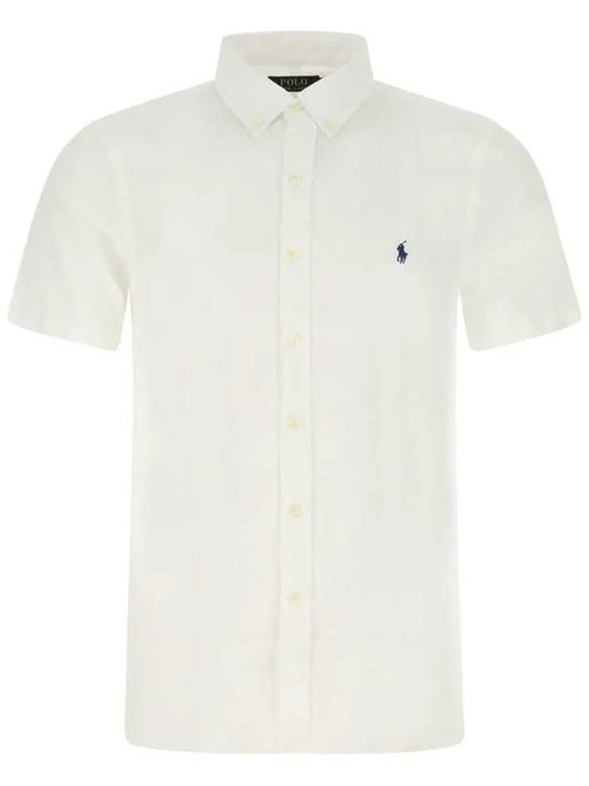 Men's Pony Embroidery Short Sleeve Shirt White - POLO RALPH LAUREN - BALAAN.