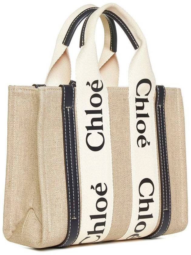 Woody Small Canvas Tote Bag Navy Beige - CHLOE - BALAAN 4