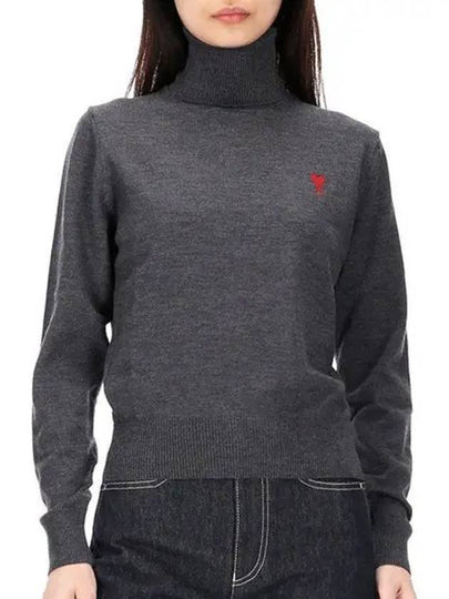 Small Heart Logo Turtleneck Grey - AMI - BALAAN 2