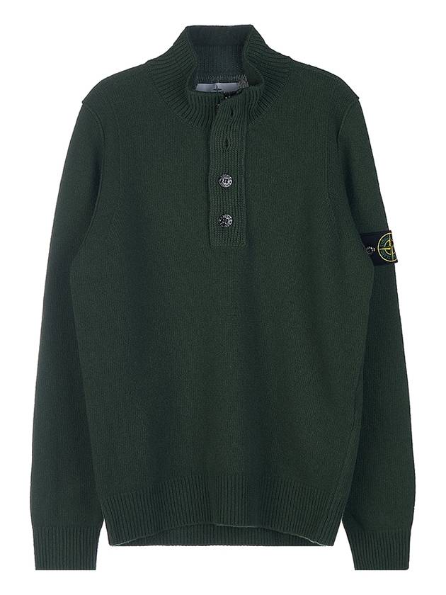 High Neck Half Button Lambswool Knit Top Olive - STONE ISLAND - BALAAN 11