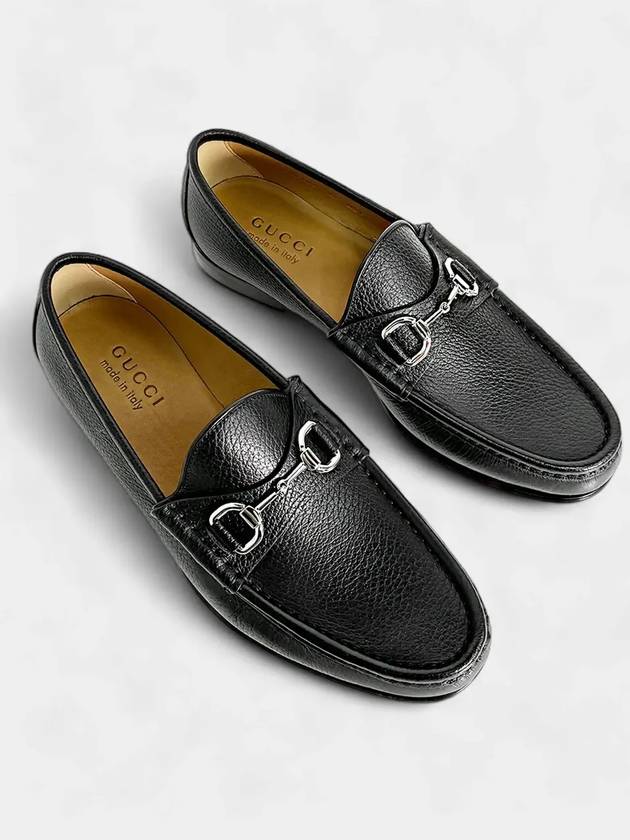 Horsesbit Nestor Grain Leather Loafers Black - GUCCI - BALAAN 7