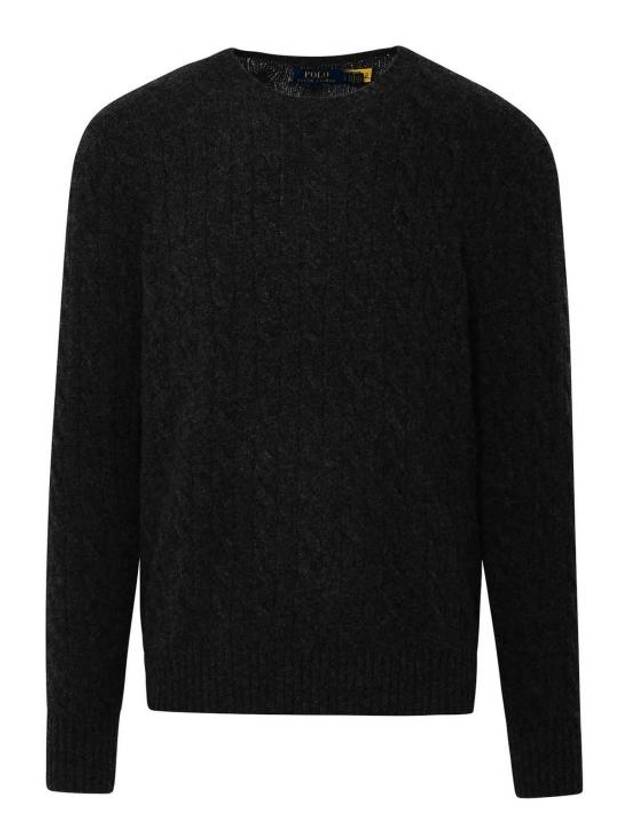 Embroid Logo Cable Knit Top Dark Grey - POLO RALPH LAUREN - BALAAN 2