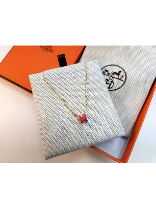 Mini Pop H Pendant Necklace Gold Rose Extreme - HERMES - BALAAN 3