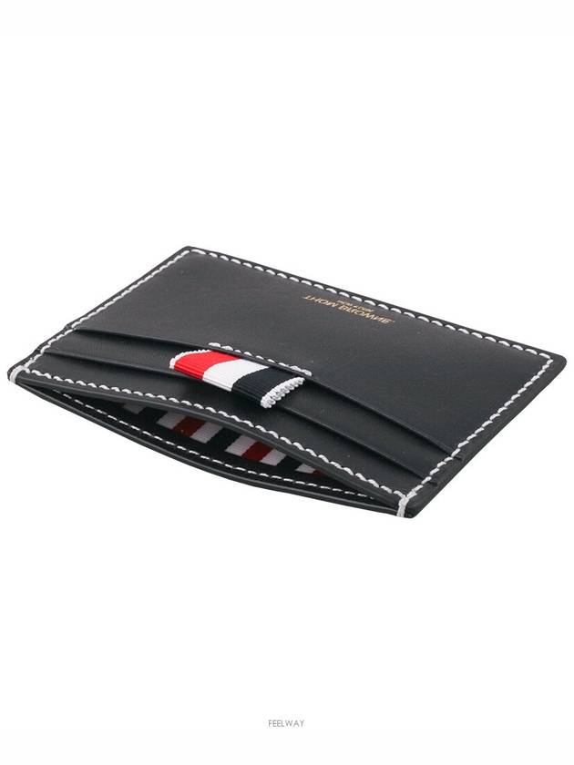 Stitched Vacchetta Card Wallet Navy - THOM BROWNE - BALAAN 5