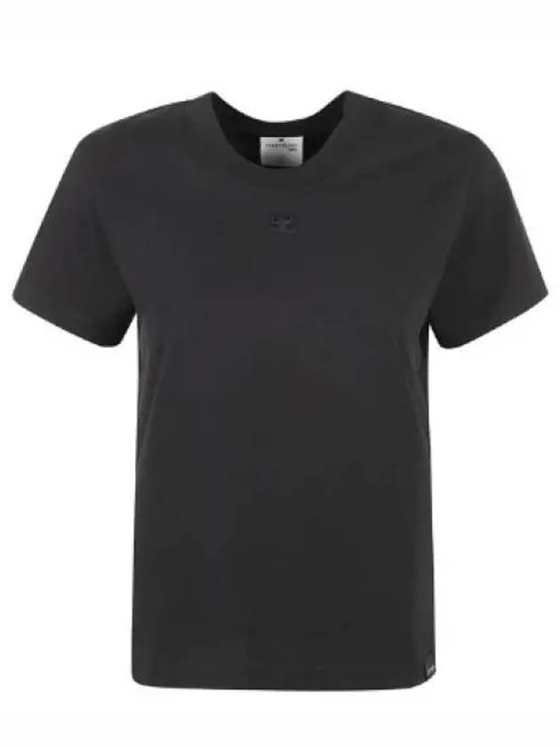 Logo Crew Neck Short Sleeve T-Shirt Black - COURREGES - BALAAN 2