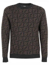 Men's FF Logo Wool Pullover Knit Top Black - FENDI - BALAAN 2