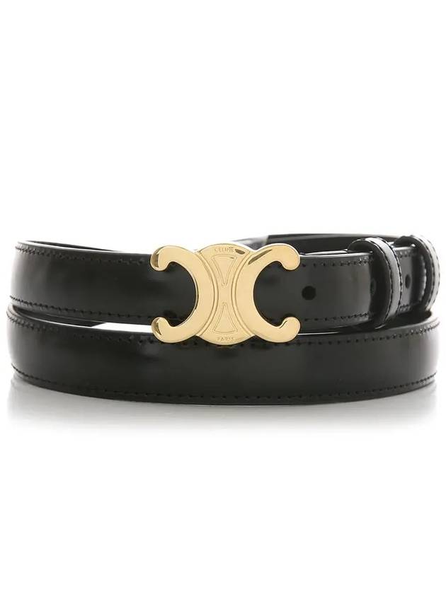 Triomphe Small Taurillon Leather Belt Black - CELINE - BALAAN 2