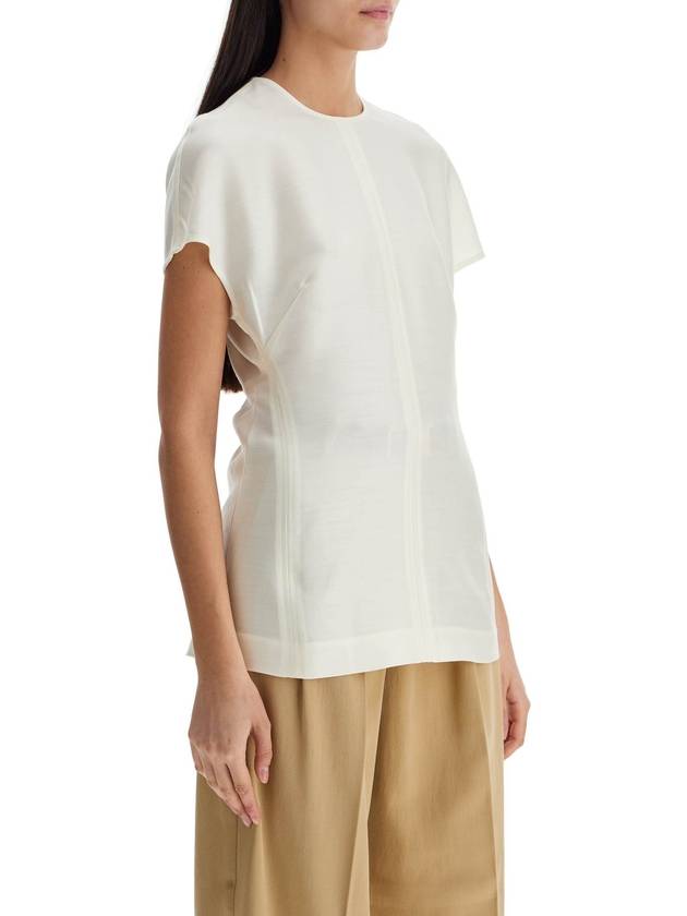 short sleeve wool and silk top in macadamia - TOTEME - BALAAN 2