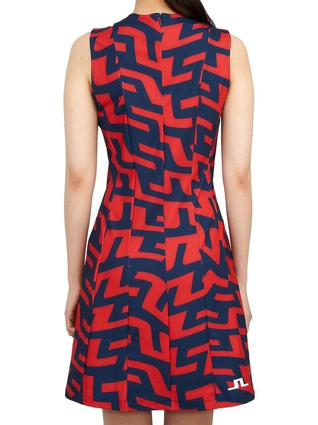 Jasmin Print Short Dress Bridge Swirl Red - J.LINDEBERG - BALAAN 6