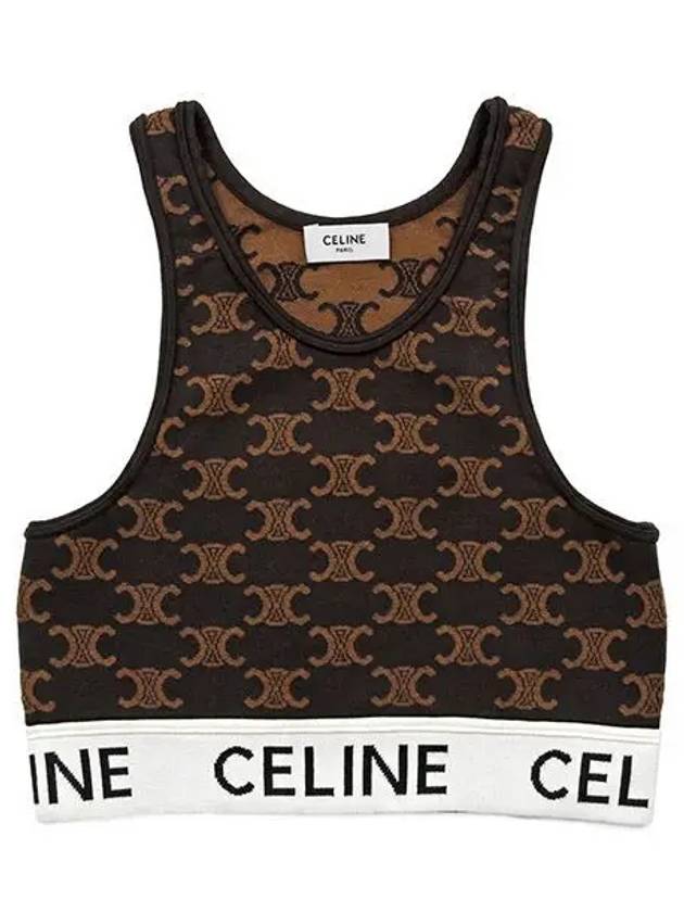 Triomphe Monogram Silk Cotton Bra Top Brown - CELINE - BALAAN 2