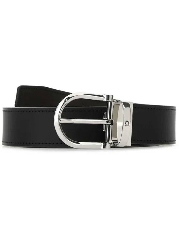 Horseshoe Stainless Steel Buckle Belt Black - MONTBLANC - BALAAN 1