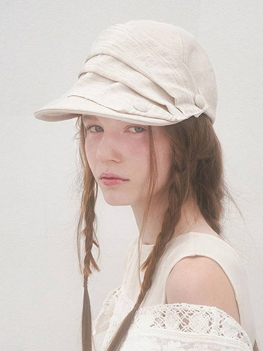 Button Point Drapery Wire Brim Cap Ivory - BROWN HAT - BALAAN 2