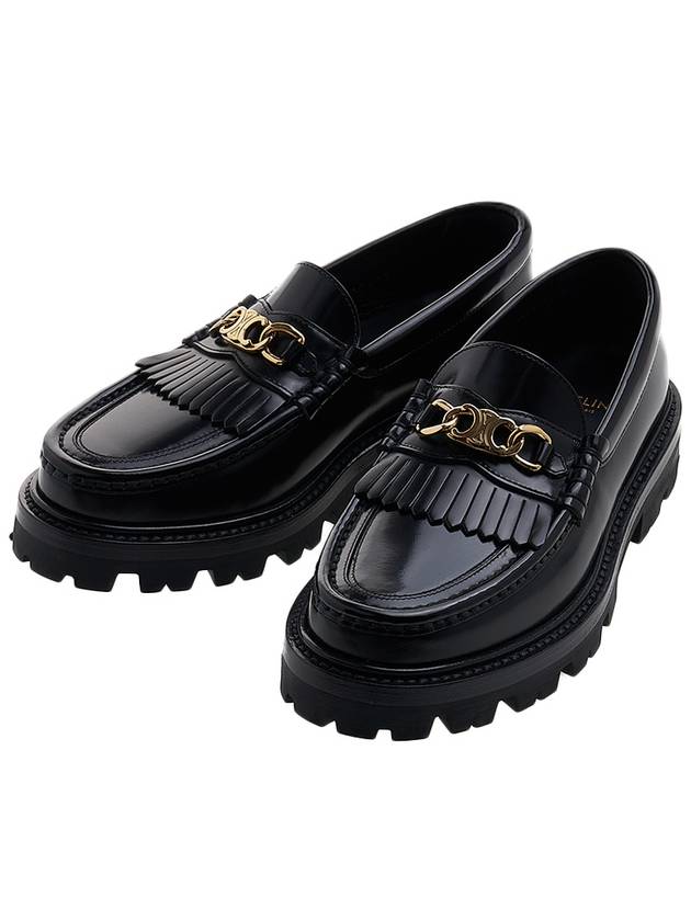 Triomphe Chain Polished Bull Margaret Loafers Black - CELINE - BALAAN 2