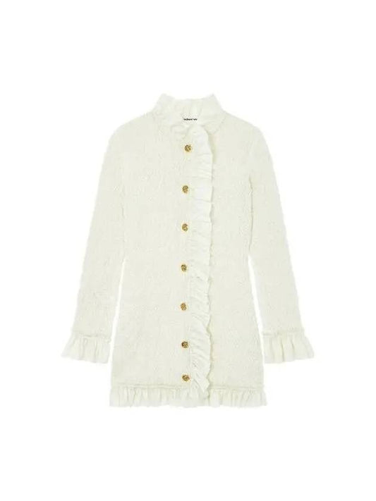 Smoke ruffle edge long jacket off white - ALEXANDER WANG - BALAAN 1