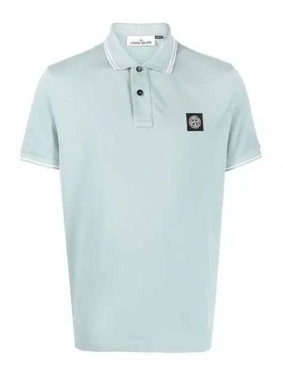 Men's Logo Patch Lining Short Sleeve Polo Shirt Sky Blue - STONE ISLAND - BALAAN 2