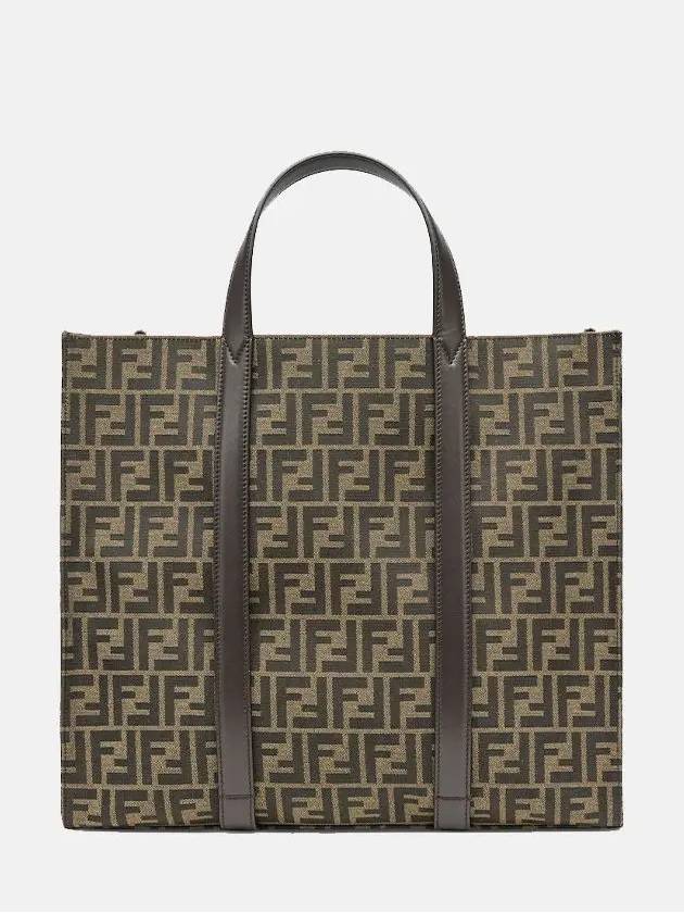 FF Jacquard Fabric Shopper Tote Bag Brown - FENDI - BALAAN 4