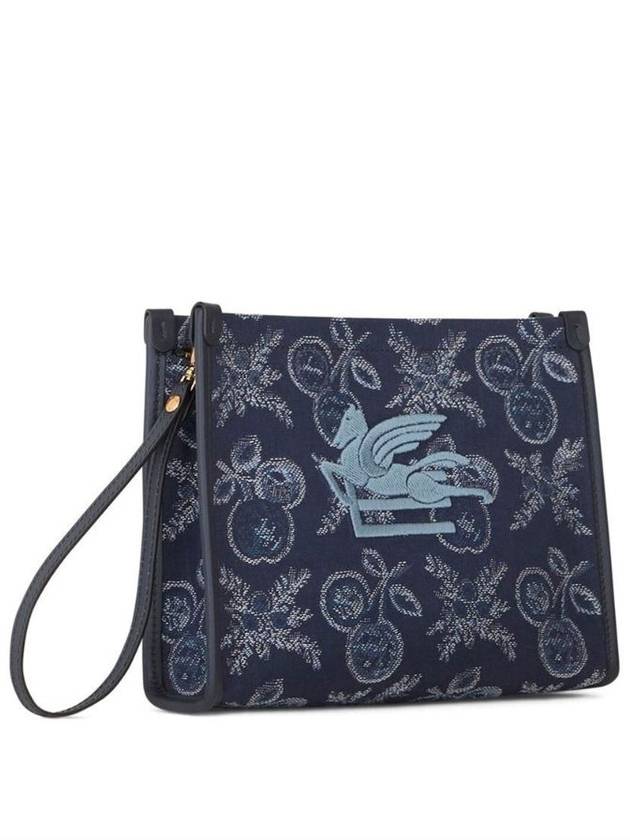 Embroided Logo Jacquard Clutch Bag Navy - ETRO - BALAAN 3