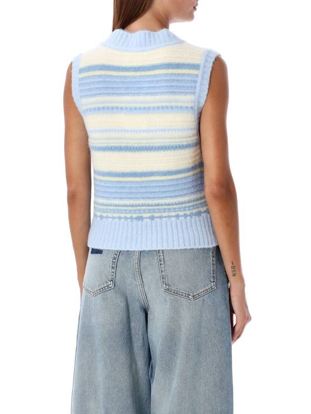 Striped Soft Wool Gilet Vest Light Blue - GANNI - BALAAN 3