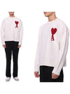 Intarsia Big Heart Logo Wool Knit Top Ivory - AMI - BALAAN 3