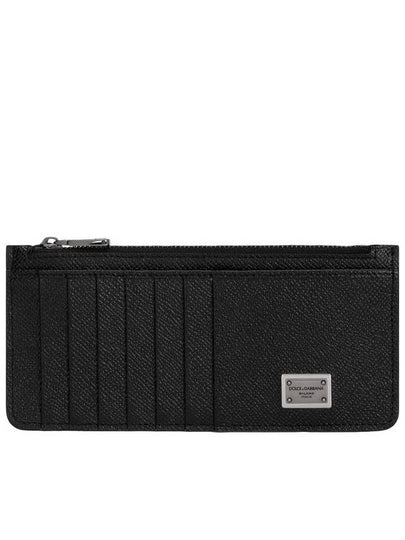 Logo Tag Calfskin Card Wallet Black - DOLCE&GABBANA - BALAAN 2