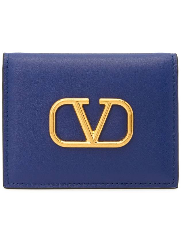 V logo signature card wallet blue - VALENTINO - BALAAN 2