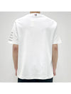 4-Bar Striped Cotton Short Sleeve T-Shirt White - THOM BROWNE - BALAAN 5