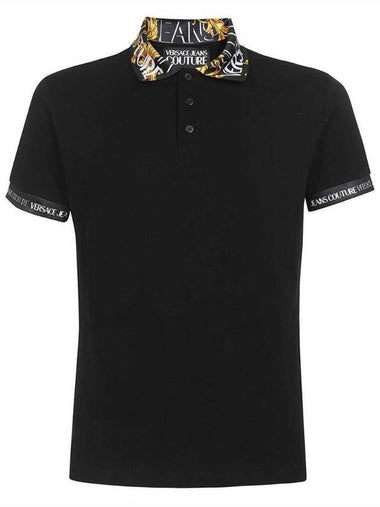 Men's Jeans Couture Logo Cotton Short Sleeve PK Shirt Black - VERSACE - BALAAN 1