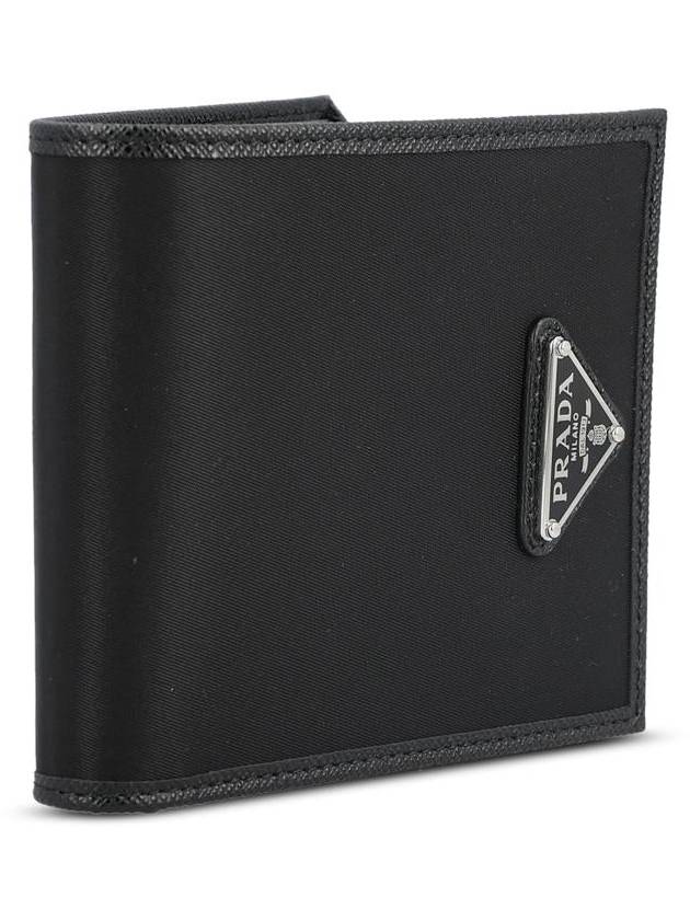 Triangle Logo Re-Nylon Half Wallet Black - PRADA - BALAAN 4