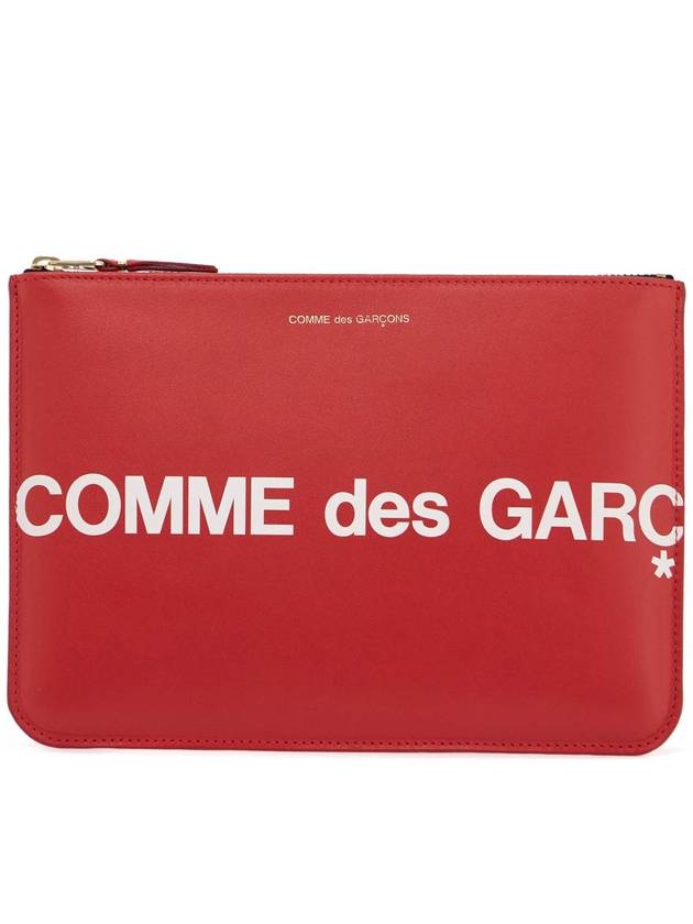 Hughes White Logo Clutch Bag Red - COMME DES GARCONS WALLET - BALAAN 2