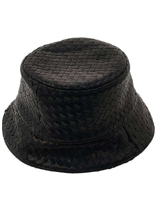 Intrecciato Leather Bucket Hat Black - BOTTEGA VENETA - BALAAN 2