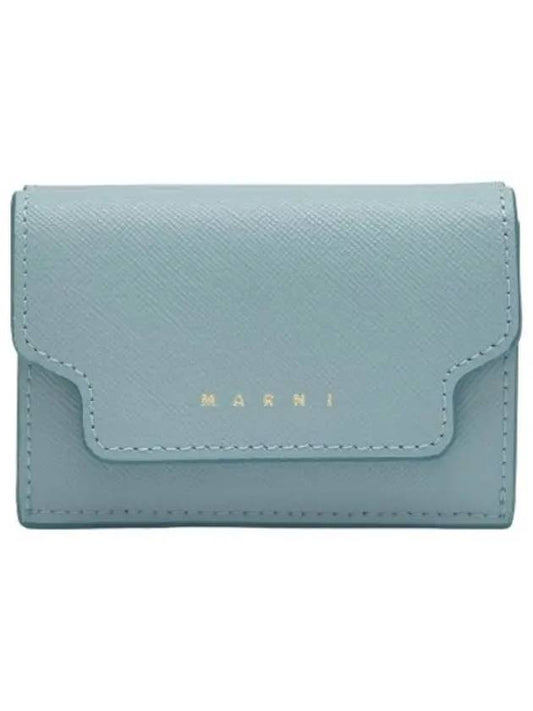 Saffiano leather short wallet Aquamarine - MARNI - BALAAN 1