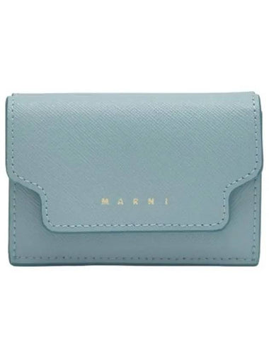 Saffiano leather short wallet Aquamarine - MARNI - BALAAN 1