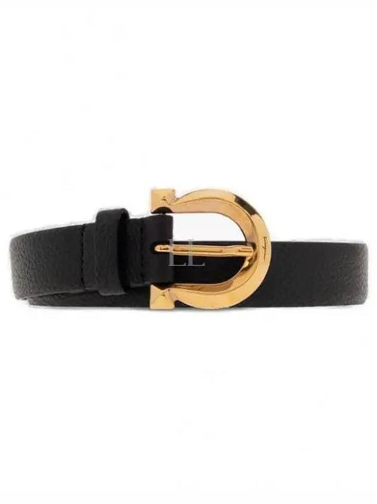 Gancini Buckle Leather Belt Black - SALVATORE FERRAGAMO - BALAAN 2