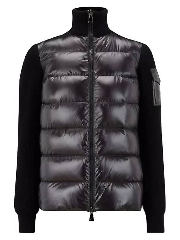 Merino Wool Padded Cardigan Black - MONCLER - BALAAN 8